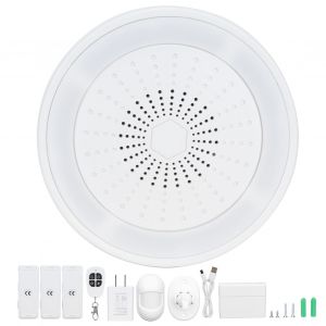 HJLIAN Alarme Wi-Fi intelligente avec veilleuse et telecommande, capteur de porte pour usage domestique, prise americaine 100-240 V - Neuf