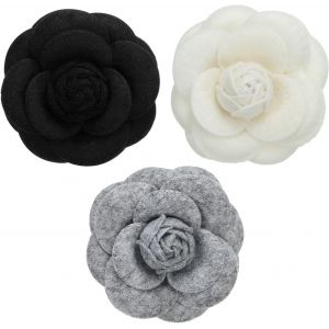 Kjdal-Épingle En Tissu De Camélia,3 Pcs Broche De Fleur Fleurs Artificielles Broches Pour Femmes Filles Décoration Fête Mariage En Tissu Accessoires De Bijoux Cadeau,Beige/Noir/Gris - Neuf