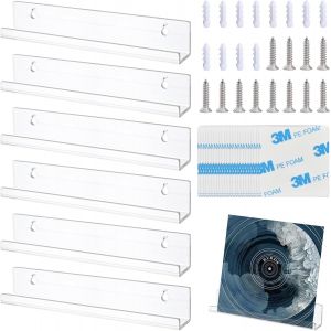 6pcs &Eacute;tag&egrave;re Murale Pour Disques, 30.5*4.3*4.3cm Support Vinyle Mural Acrylique, Porte Disque Vinyle Mural Etag&egrave;re Transparent, Etagere Mural Disque Vinyle En Acrylique Pour Disques Vinyles - Neuf