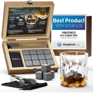 Tianyi-Pierre A Whisky Acier Réutilisables Set De 12 + Pince & Sac En Tissu - Boissons Sans Dilution | Glacon Whiskey Basalte Ensemble Cocktail Refroidissement Cadeau Homme Ice Cube Rocks Wisky Stone - Neuf