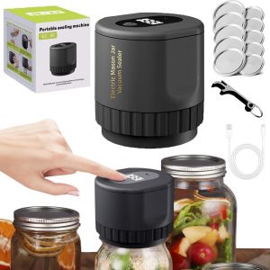 Scelleuse Sous Vide Pour Bocaux Mason, Meilleure Machine Sous Vide Pour Bocaux 2024, Scelleuse Sous Vide Pour Bocaux Mason Kz-80s, Scelleuse Sous Vide &Eacute;lectrique Pour Bocaux Mason Everjar, Un Seul Bouton, Scelle Tous Types De Couvercles (Noir) - Neuf
