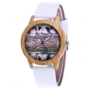 Zhoulianfa Canard Motif Cadran Rond Bracelet En Cuir Artificiel Montre Analogique À Quartz (Blanc) - Neuf