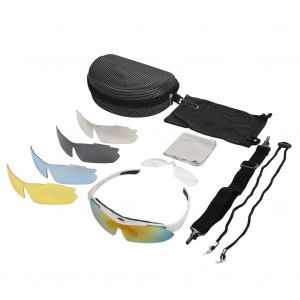 Lunettes De Soleil Pour Velo, 5 Verres, Accessoires Pour Sports De Plein Air, Cyclisme, Equitation (Blanc) - Neuf