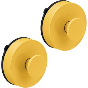Crochets Ventouse Sous Vide,2 pièces Crochet Mural d'Aspiration,ABS Ventouse Salle de Bain Étanche,Amovible et Crochet Mural Ventouse pour Cuisine,Porte en Verre (Jaune) - Neuf