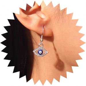 Kal-Boucles D'oreilles Boho Strass Yeux Maléfiques Boucles D'oreilles Cristal Yeux Maléfiques Boucles D'oreilles Bleu Yeux Du Diable Boucles D'oreilles Bling Cz Boucles D'oreilles Protection - Neuf