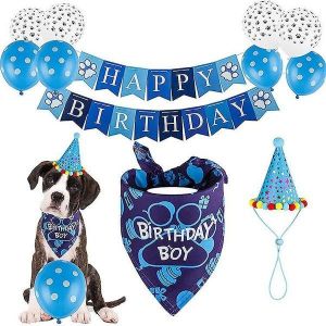 Kit De F&ecirc;te D'anniversaire Pour Chien Paw-Some - D&eacute;corations Adorables, Bandana, Chapeau, Banni&egrave;re Et Ballons Pour La Journ&eacute;e Sp&eacute;ciale De Votre Chiot - Neuf