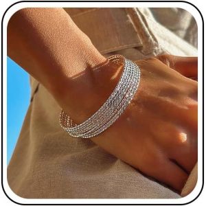 Kalsw-Bracelet En Argent Bracelet Indien Multi Bangle Bracelet Fin Rond Empilable Bracelet Bangle Texturé Bracelet Multi Couche Empilable Bracelet Bangle Mariage Bijouterie - Neuf
