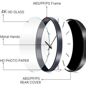 TZF-Horloge Murale en Verre Art Hanging horloges Silencieux Non coutil qualité Quartz Battery Operated horloges murales 12 inch Arabe Horloge Numerals - Neuf