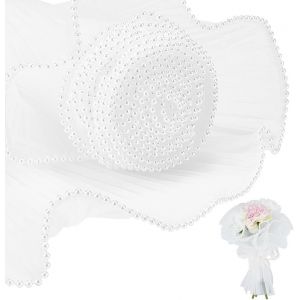 400x15cm Papier D'emballage &Agrave; Fleurs Blanches ,Emballage Floral Pour Bouquet De Perles ,Papier En Maille ,Fil Ondul&eacute; Froiss&eacute; Pour La Saint-Valentin ,Emballage De Fleurs Et Cadeaux De No&euml;l - Neuf