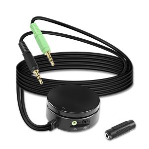 LORANKA-Convertisseur de contr&ocirc;le du volume pour haut-parleurs d'ordinateur, casque audio, contr&ocirc;le du volume sur 3,5 mm, bouton de r&eacute;glage TRS, c&acirc;ble d'extension - 1,5 m - Neuf