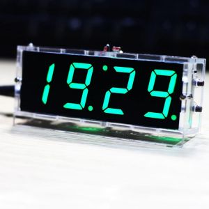 KAL-Kit D'Horloge Numérique À 4 Chiffres Diy Horloge Numérique À Led Affichage Automatique De L'Heure/Température, Kit De Bricolage Électronique Horloge (Vert) - Neuf