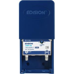 EDISION AMP-10 Préamplificateur de mât Antenne TV TNT 1UHF, 15-25db Réglable, 107dBmV, 24V, pour Numérique Terrestre DVB-T/T2, Bande passante UHF 470-694Mhz, avec Filtre 5G LTE - Neuf