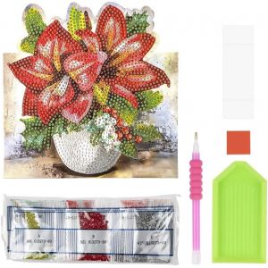 Diamond Painting Carte De Présentation 370 G/M² 16,3 Cm X 16 Cm Avec Enveloppe Et Outils (Amaryllis) - Neuf