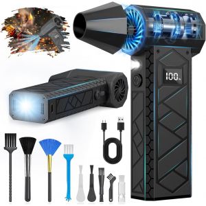 Souffleur Air Comprim&eacute;, 2025 Nouveau LCD &Eacute;cran Mod&egrave;le 180000 TR/Min Mini Souffleur D&eacute;poussi&eacute;reur &Eacute;lectrique Vitesse du Vent de Niveau 4（10000mAh ）avec Lampe de Poche pour Camping &Eacute;xt&eacute;rieur-Noir - Neuf