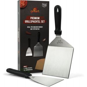 Lot de spatules de barbecue en acier inoxydable de qualit&eacute; sup&eacute;rieure pour hamburgers Smashed avec 30 feuilles de papier &agrave; hamburger - Spatule pour barbecue pour plancha et teppanyaki - - Neuf
