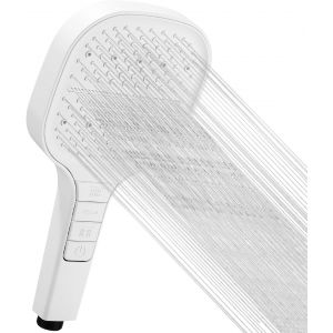 JGD-Pommeau de douche &eacute;conome en eau avec bouton d'arr&ecirc;t - 7 types de jet - &Eacute;conome en eau - Grande surface chrom&eacute;e et blanche - Neuf