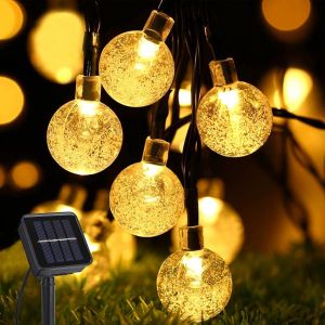 JGD-Guirlande Solaire Ext&eacute;rieure 8m - 40 LED 8 Modes Boules de Cristal &Eacute;tanche IP65 - Pour Jardin, Terrasse, Balcon (Chaud) - Neuf