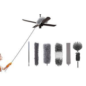 Kit de d&eacute;poussi&eacute;rage extensible en 7 pi&egrave;ces pour hauts plafonds, ventilateurs, meubles et voitures - Neuf