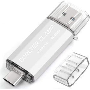 Clé USB 64 Go,Dual Port OTG USB 3.0 Mémoire Stick Aves Type C Port,U Disque Compatible pour Smartphone Android,Tablette et Ordinateur (Argenté) - Neuf