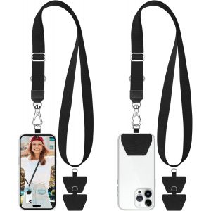 MDY-2 pièces Ajustable Cordon Telephone Portable, Dragonne Telephone Portable avec 4 Pièces Attaches Adhésives, Laniere Telephone Portable Compatible avec iPhone, Samsung et tous les Smartphones - Neuf