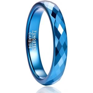 Yemaesre-Bague En Tungstène 4mm Pour Femme Et Homme¿ Finition Facettée Diamantée ¿ Gravure Personnalisée Boîte Cadeau ¿ Noir/Bleu/Or Rose - Neuf