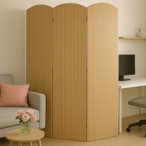 Paravent en bambou HWC-O30, cloison de s&eacute;paration, pare-vue, pliable, 3 panneaux, 170 x 120 cm - Neuf