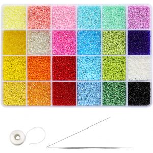 Mevronisshop-Taille 12/0 Crafts Perles De Rocaille En Verre 2 Mm Tiny Pony Beads Kit Avec Bo&icirc;te De Rangement Pour La Fabrication De Bijoux (24 Couleurs, Environ 24 000 Pi&egrave;ces Au Total) - Neuf