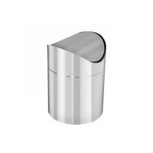 Poubelle avec Couvercle Basculant (Argenté - Acier Inoxydable), élégante Poubelle de Table en Acier Inoxydable, Poubelle Cosmétique Compacte pour la Salle de Bain, Poubelle de Cuisine - Neuf