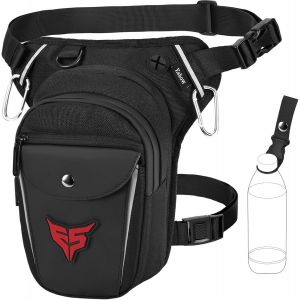 ERYI-Sacoche De Jambe Moto Capacité Extensible, Sac Banane Femme Homme Avec Bande Réfléchissante, 1 Clip À Gourde, 2 Mousquetons Pour Randonnée Pêche - Neuf