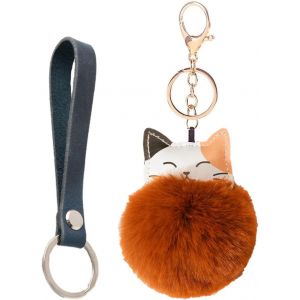 KAL-2Pcs Porte-Clés Pompons En Peluche Porte-Clés Pompon - Neuf