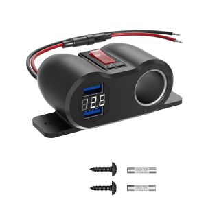 Tianyi-Chargeur De Voiture 12v, 36w Qc3.0 Usb-A Avec Prise Allume Cigare 120w, Prise Usb Rapide Avec Voltmètre Led Et Interrupteur, Adaptateur Pour 12v/24v Voiture, Bateau, Camping-Car, Camion - Neuf
