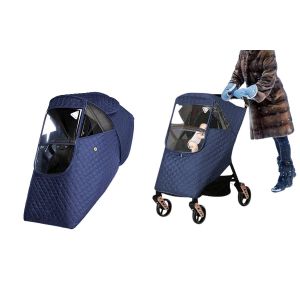 Housse D'hiver Universelle Pour Poussette Avec Pare-Brise Et Protection Contre La Pluie - Bleue - Neuf