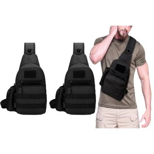 Sac Bandouli&egrave;re Tactique 2 Pi&egrave;ces Avec Porte-Bouteille, Sac &Agrave; Dos Militaire, Sac &Agrave; Bandouli&egrave;re - Neuf