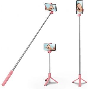 Kalanka-Perche Selfie Trepied, Selfie Stick Trépied Pour Téléphone Avec Télécommande Détachable Pour Voyages, Vlogs Et Photos Compatible Avec Iphone, Samsung, Huawei, Rose - Neuf