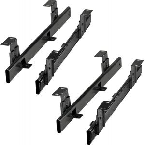 2 paire Tablette clavier KT1-30-H35-400-NF 400 mm noire (Coulisse à sortie partielle/avec équerre de montage/Réglable en hauteur/Charge max. 30 Kg) Tablette clavier pour meuble bas - Neuf