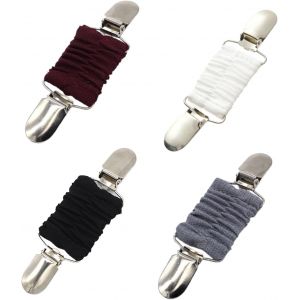 Kjdal-4 Pièces Pinces Pour Robe,Pince Cardigan,Clip Cardigan Avec Bande Élastique,Pinces À Vêtements Pince À Taille Pinces À Chapeau De Voyage,Shawl Clip Pull Clip (Noir+Gris+Blanc+Bordeaux) - Neuf