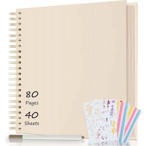 Album Photo Scrapbooking 80 Pages,DIY Album Spirale en Kraft 30,5x30,5cm,Livre D'or pour Voyage Mariage Anniversaire,Cadeaux Pour Bebe Enfant Couple Noël (Blanc lait) - Neuf