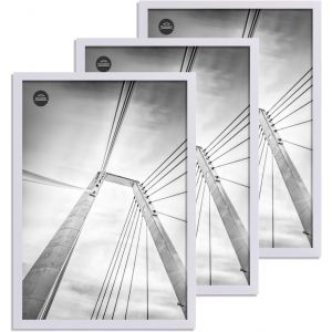 Lot de 3 cadres photo, 20 x 25 cm, en bois naturel, en MDF, avec verre acrylique, pour images 15 x 20 cm avec passe-partout ou 20 x 25 cm, sans passe-partout - Neuf