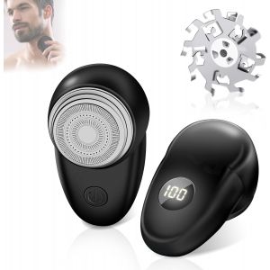 Mini Rasoir &Eacute;lectrique, 8500tr/Min Mini Rasage &Eacute;lectrique 30 Jours D'utilisation Prolong&eacute;e Avec Lame En Acier De 20 Pages Et L'affichage De La Puissance Pour La Maison, La Voiture, Les Voyages - Neuf