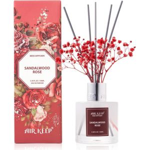 ERYI-Diffuseur De Parfum Sandalwood Rose, Diffuseur Parfum Maison Avec 8 Bâtonnets Diffuseur Parfum, Decoration Pour Chambre, Salon, Salle De Bain, Bureau, 100Ml - Neuf