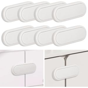 8 Pack B&eacute;b&eacute; Verrous De S&eacute;curit&eacute;, Verrouillage De S&eacute;curit&eacute; Pour Enfants, Des Serrures De Meubles, &Agrave; L'&eacute;preuve De B&eacute;b&eacute; Verrous Avec Ruban Adh&eacute;sif Robuste Pour Le R&eacute;frig&eacute;rateur, Les Armoires Et Les Portes Du Cong&eacute;lateur, Blanc - Neuf