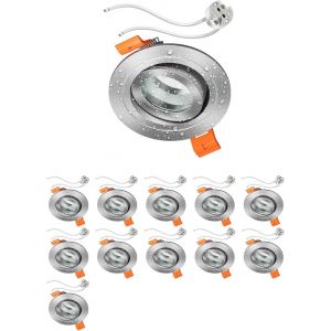 ledscom.de 10 cadres d'encastrement au plafond FERE, rond, blanc brillant (LED/Halogène/MR16/50mm) incl. douille GU5.3 - Neuf