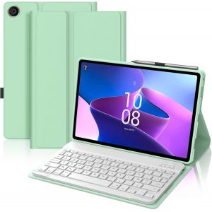 Coque Clavier Pour Lenovo Tab M10 3e G&eacute;n 10.1 Pouces, Azerty Fran&ccedil;ais Housse Clavier Bluetooth Magn&eacute;tique D&eacute;tachable Avec Porte Crayon Pour Tablette Lenovo Tab M10 3eme G&eacute;n 10.1"" 2022, Vert Clair - Neuf