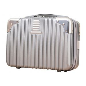 Valise cosm&eacute;tique rigide 14 pouces, gris argent&eacute; - Neuf