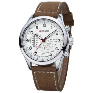 Curren Hommes Mode Quartz Montre Souple Pu Bracelet Montre-Bracelet Accessoire (Blanc & Blanc) - Neuf
