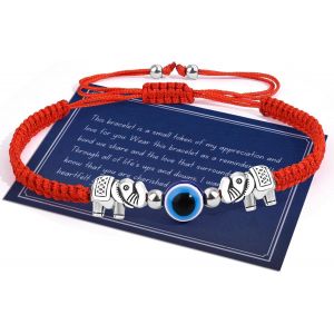 Eryi-Bracelet Mauvais ?il Avec Éléphant Tortue Bracelet Protection Evil Eye Réglable Amulette Oeil Bleu Et Multicolore Femme Bracelet Kabbalah De Bonne Chance Bijoux Cadeaux Pour Femmes Filles - Neuf