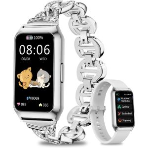 Montre Connectée Femme Avec Boîtier En Aluminium Et Autonomie 7 Jour Ultra-Longue,1.47"" Hd Tracker D'activité, Fréquence Cardiaque Spo2 Suivi Sommeil,Ip68 Étanche Smartwatch Android Ios - Neuf