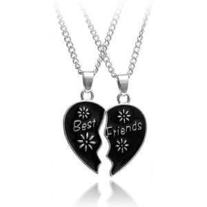 Kal-2 Pièces Collier D'amitié Collier Bff Pour 2 Fille Meilleurs Collier D'amitié Pour 2 Fille Amitié(Flocon De Neige Noir) - Neuf