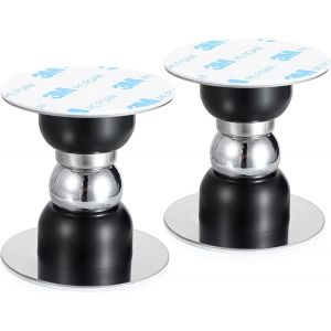 Lot De 2 But&eacute;es De Porte Magn&eacute;tiques Avec Fixation Adh&eacute;sive - Pas Besoin De Percer - En M&eacute;tal - Noir - Neuf