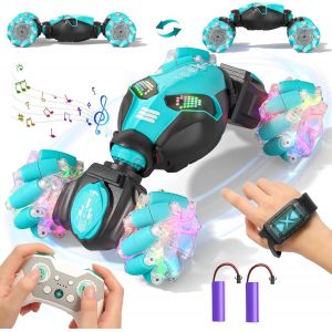 loc-Voiture T&eacute;l&eacute;command&eacute;e Tout Terrain,4Wd Voiture T&eacute;l&eacute;command&eacute;e Avec La Main,2,4Ghz 360&deg; Rotation Rc Stunt Car Musique Lumi&egrave;re Et Spray,Cadeaux Pour Gar&ccedil;ons Filles Enfants 6 8 10 12 Ans - Neuf